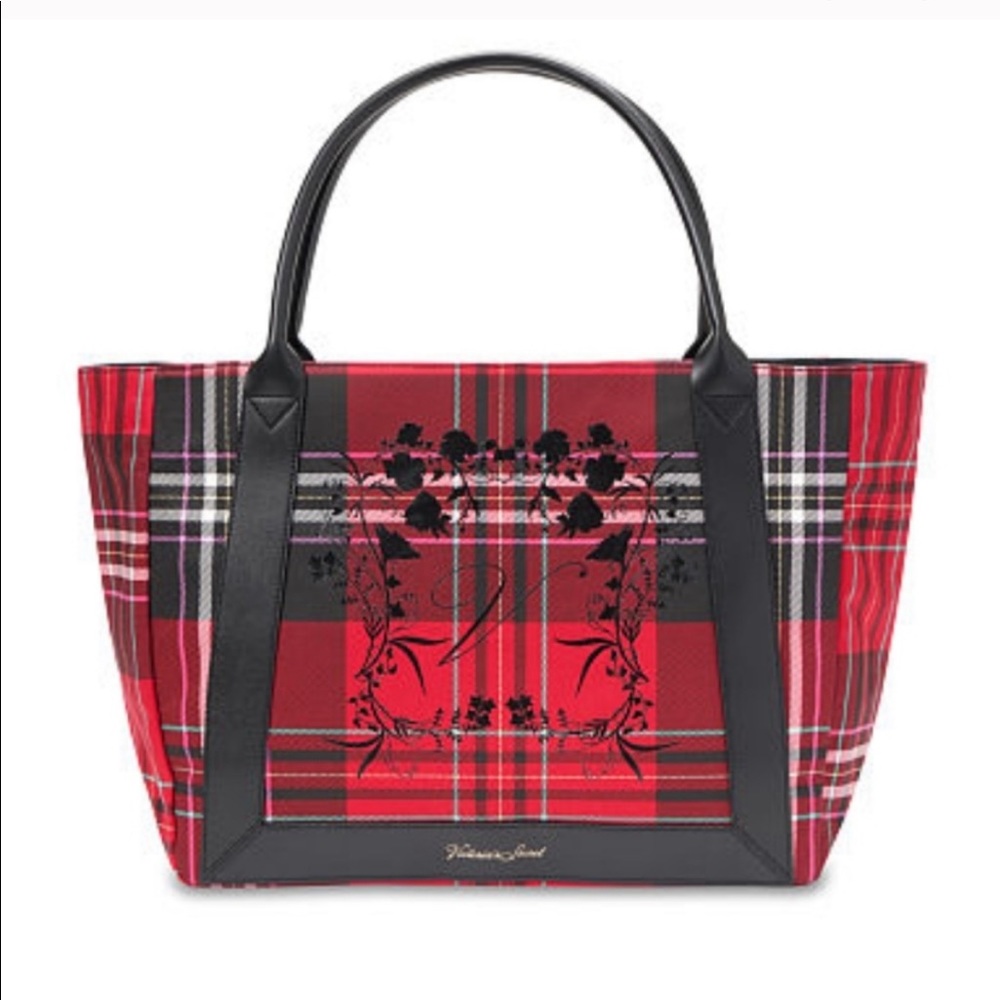 NWT Victoria’s Secret Plaid Floral Tote Bag - Picture 2 of 6